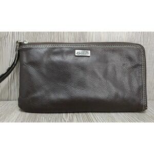 Buxton Women's Wristlet brown Pebbled‎ real Leather With RFID card holder wallet